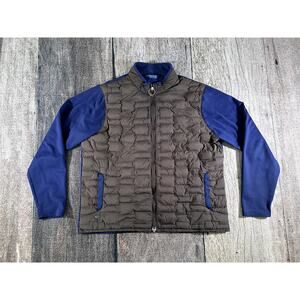 Peter Millar Crown Crafted Blaze Hybrid Jacket XL Brown Blue Quilted Full Zip